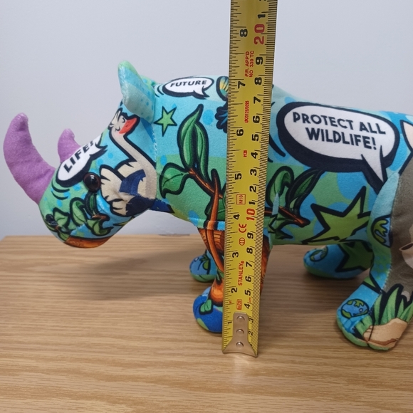Wild Republic Message From The Planet Rhino Colorful Plush Wildlife Animal - Picture 10 of 11